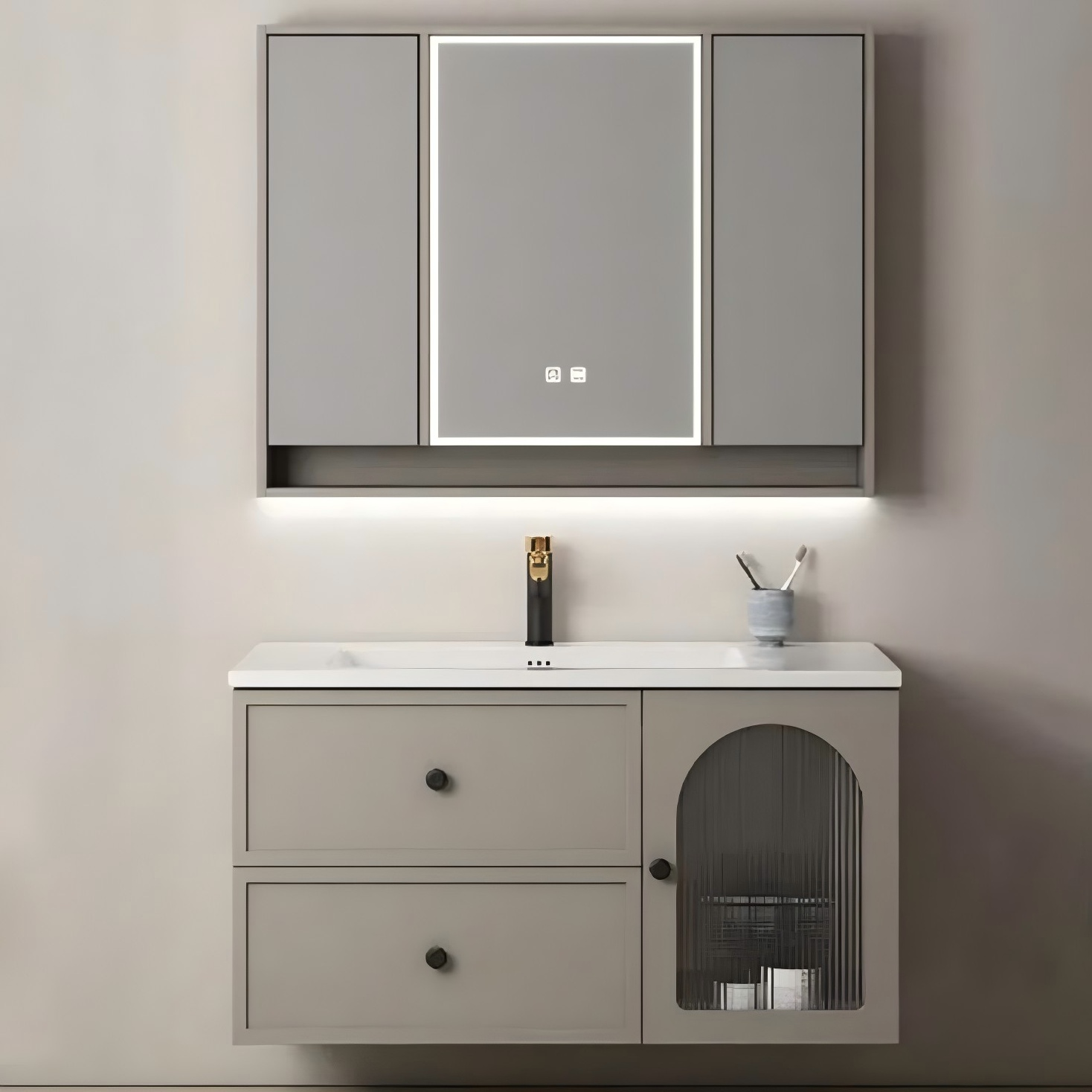 2802 Modern Wall Mounted Plywood Bathroom Cabinet
