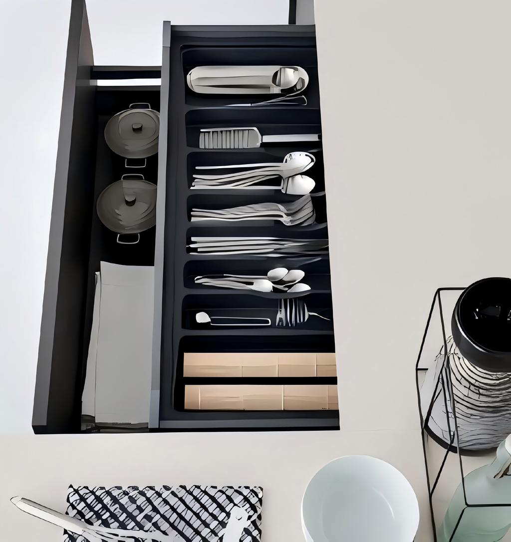 Denco1 Modern Minimalist Handleless Kitchen Cabinet Set with Smart Storage & Island Design