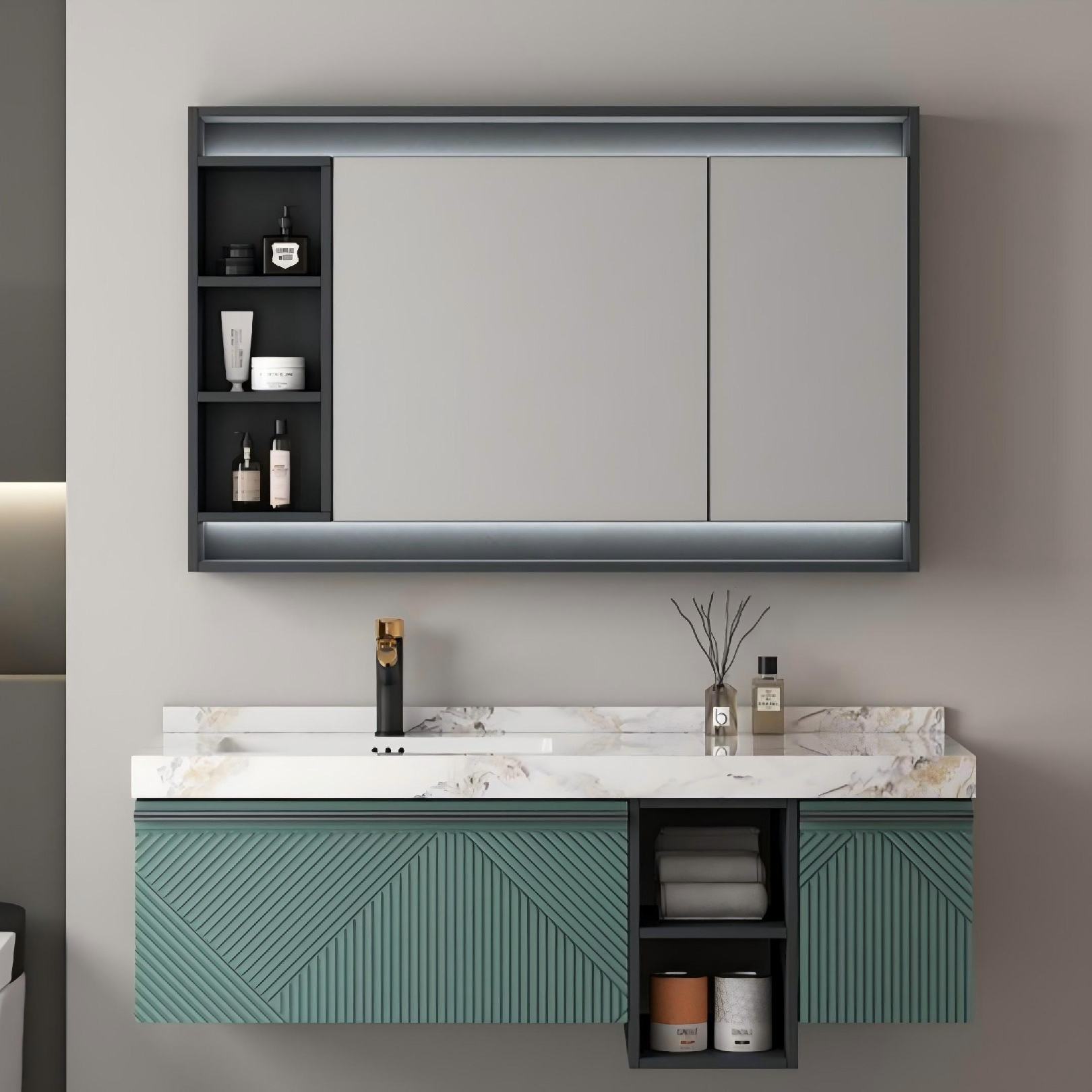 2216 Modern Wall Mounted Plywood Bathroom Cabinet