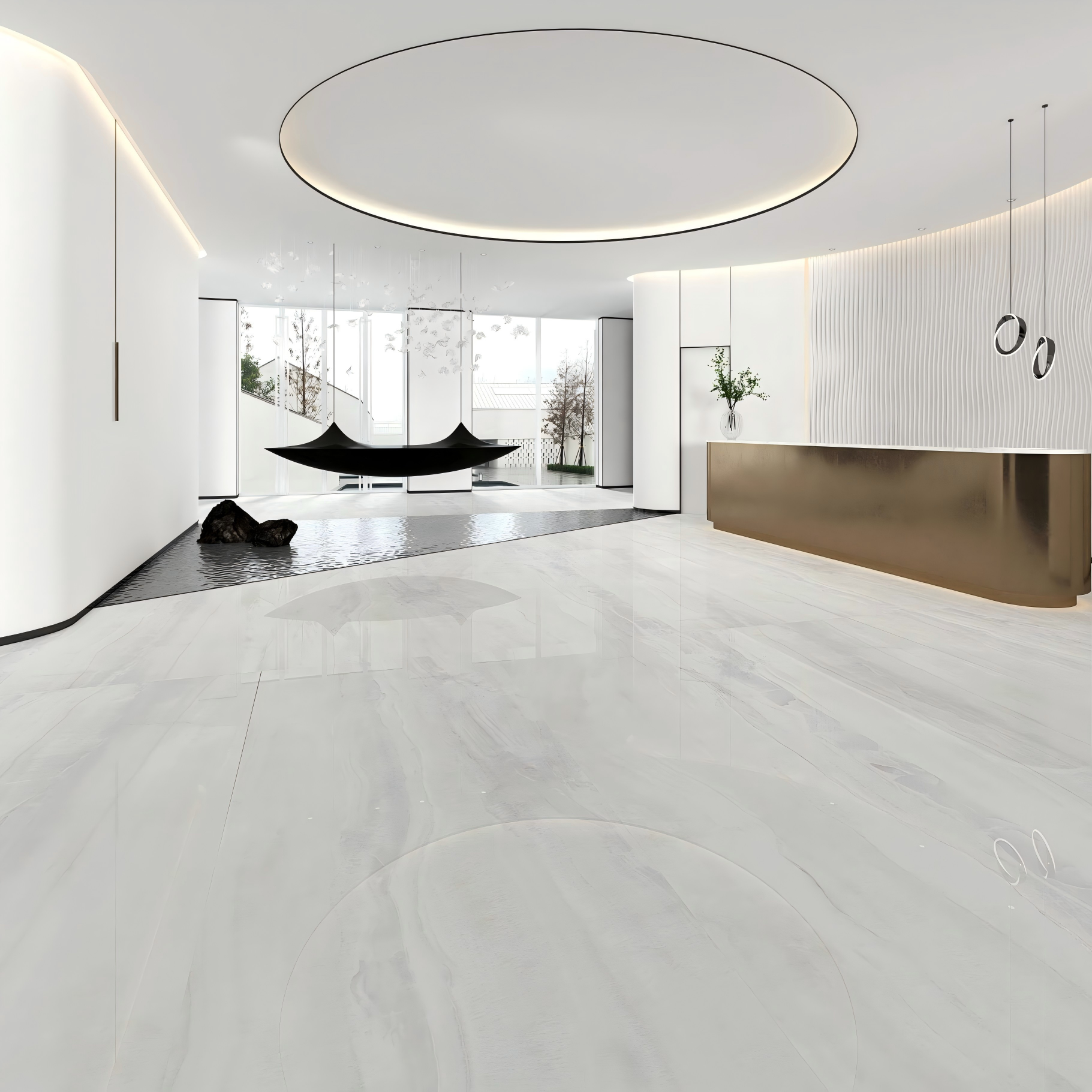 2309GB130Q Glacier White Jade Sintered Stone Slab | 1200×3000mm 9mm