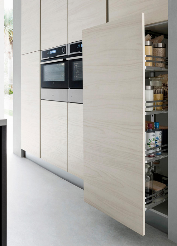 Denco1 Modern Minimalist Handleless Kitchen Cabinet Set with Smart Storage & Island Design