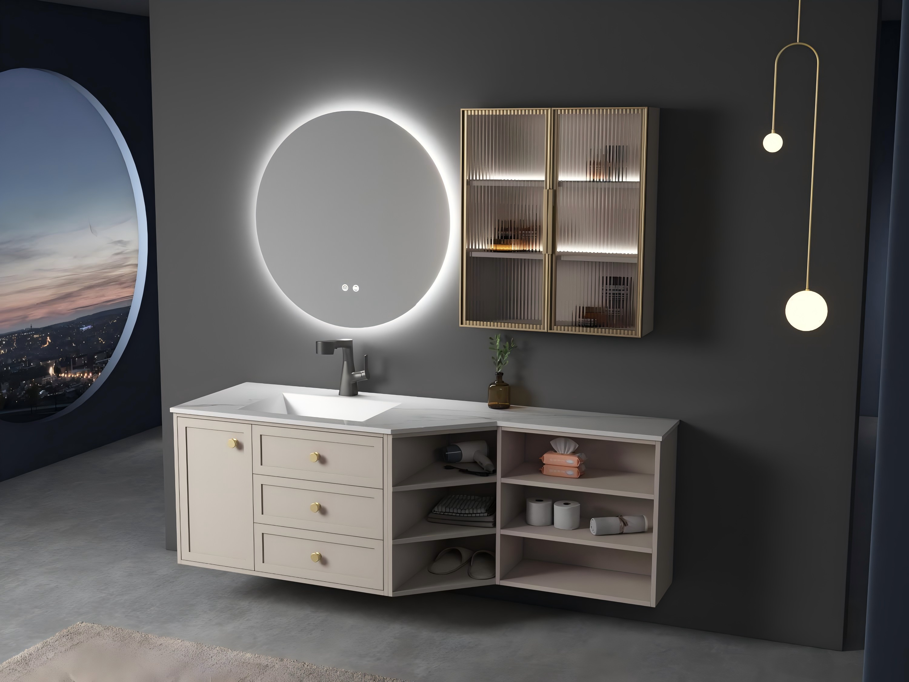 D5012 Wall Mounted Plywood Bathroom Cabinet