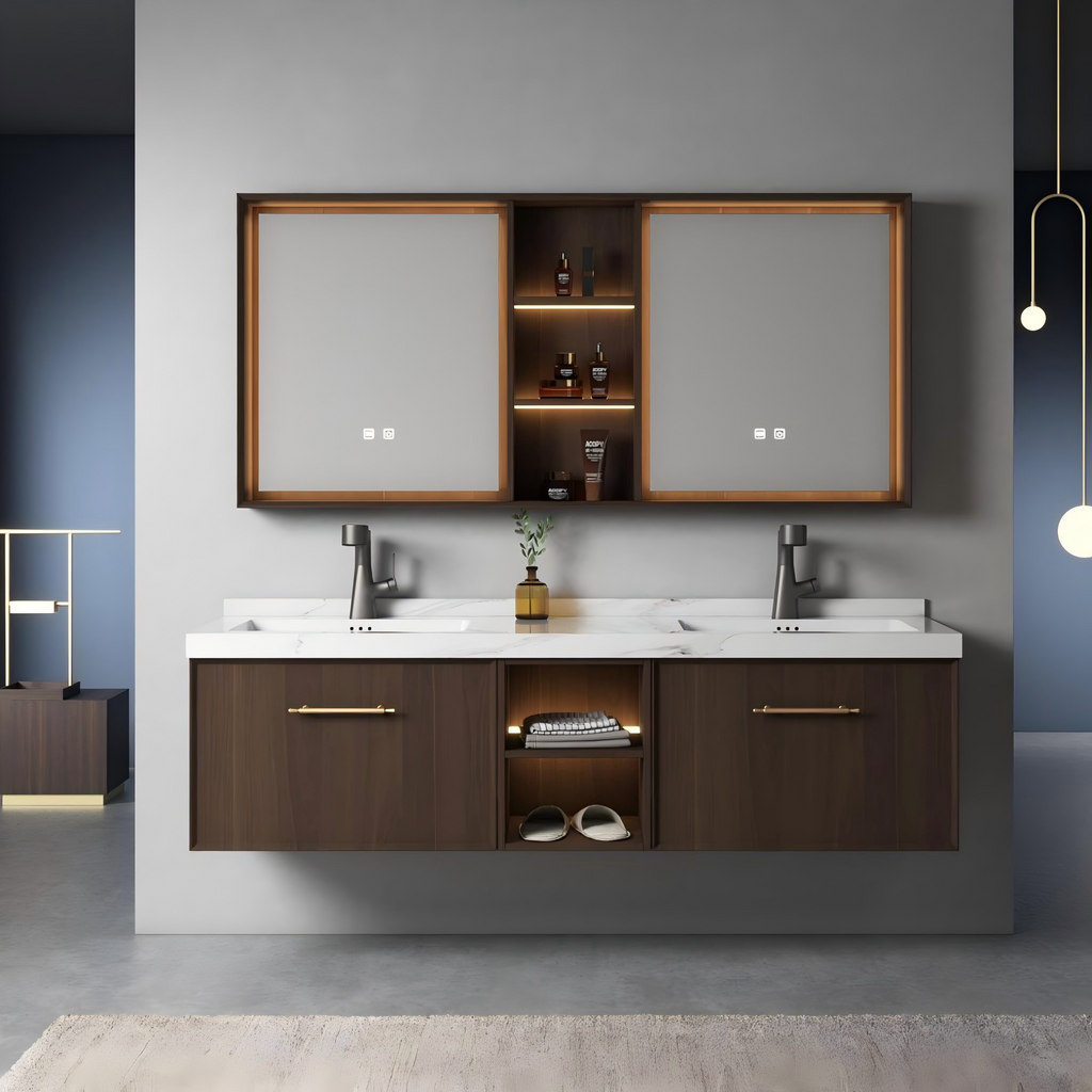 D8011  Modern Wall Mounted Plywood Bathroom Cabinet