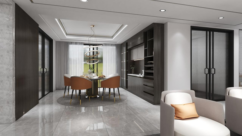 Cinia 200720 Luxury Modern Kitchen Cabinets | High-Gloss Finish with Marble Accents