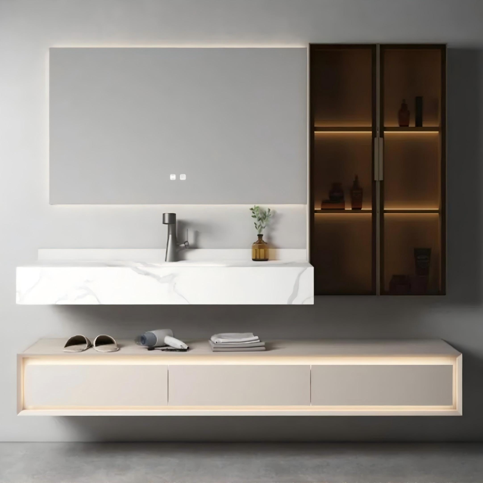 D5019 Modern Wall Mounted Plywood Bathroom Cabinet