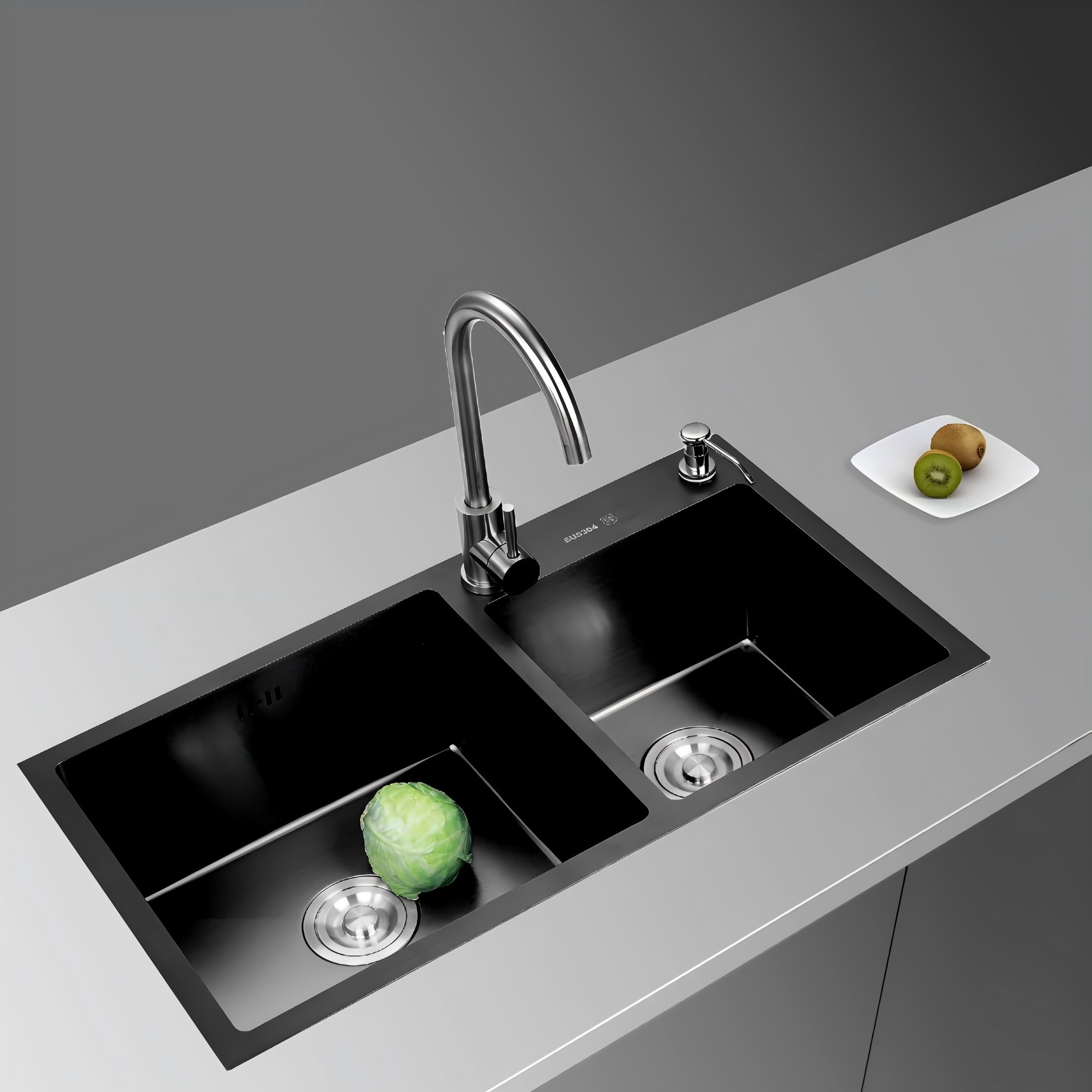 RP-107 / RP-107B Nano Antibacterial Black Stainless Steel Double Bowl Kitchen Sink – Scratch Resistant & Oil Repellent