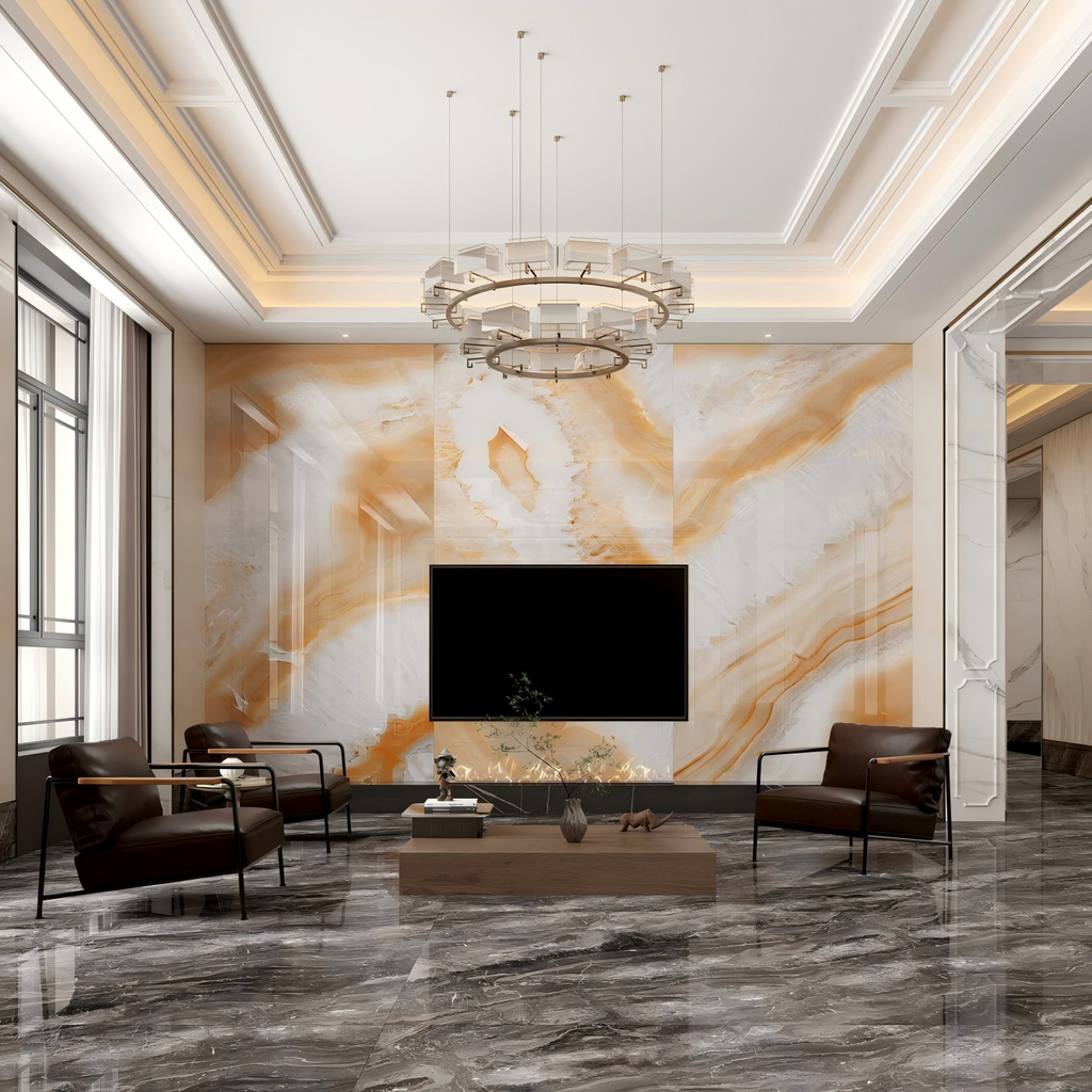 2409L1080Q Pearl topaz onyx marble Ceramic Floor Tile-Size 1200×2400×9mm