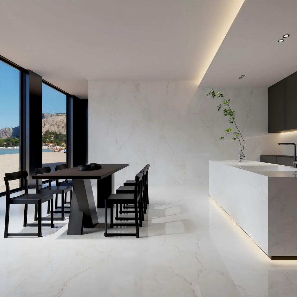 2309GB1105Q-ABC Premium Zeus White Sintered Stone Slab | 1200×3000mm 9mm
