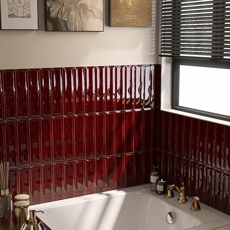 4456-49F French Style Mosaic Ceramic Wall Tile-Burgundy