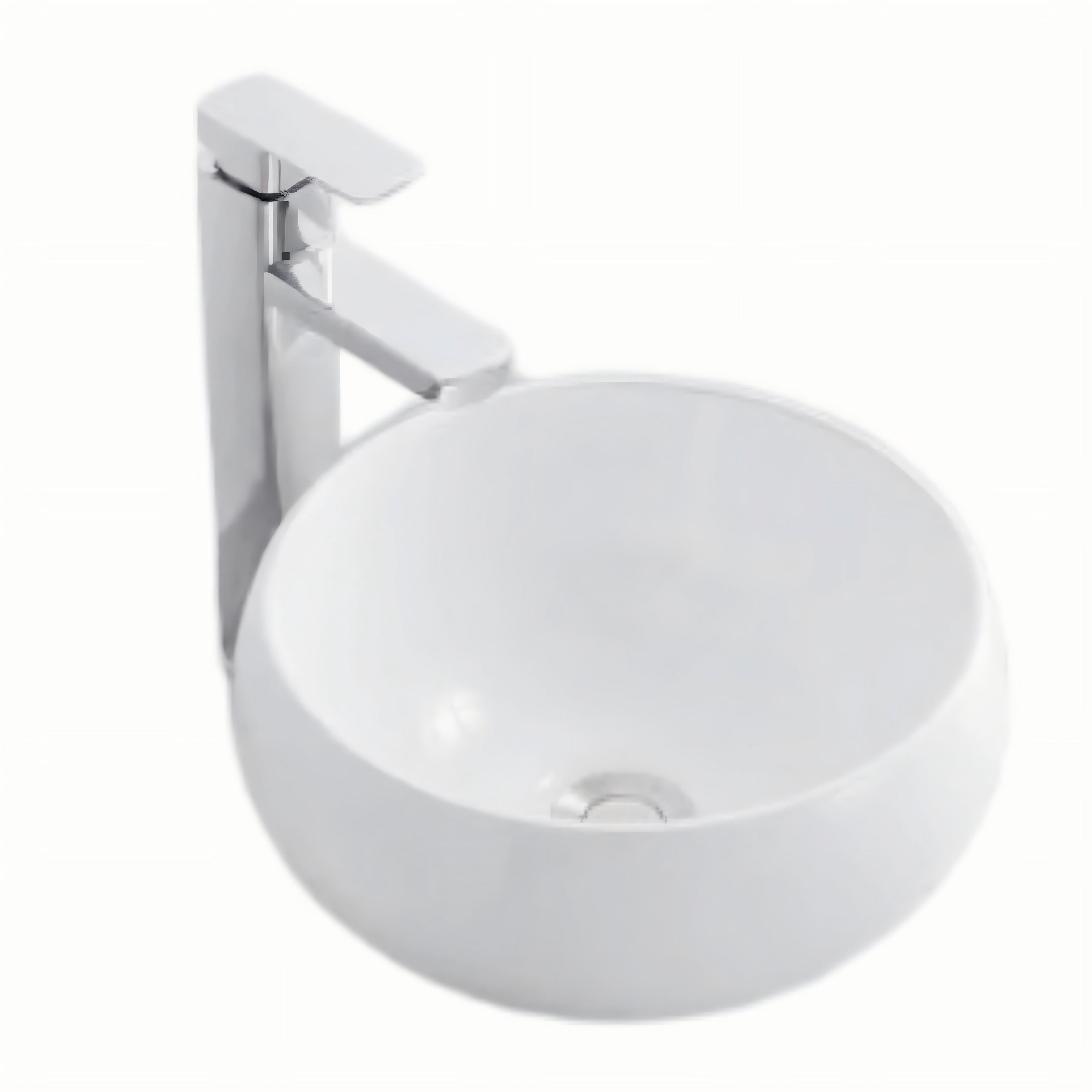 9167 Size-390x390x155mm Minimalist Round Ceramic Art Basin-White