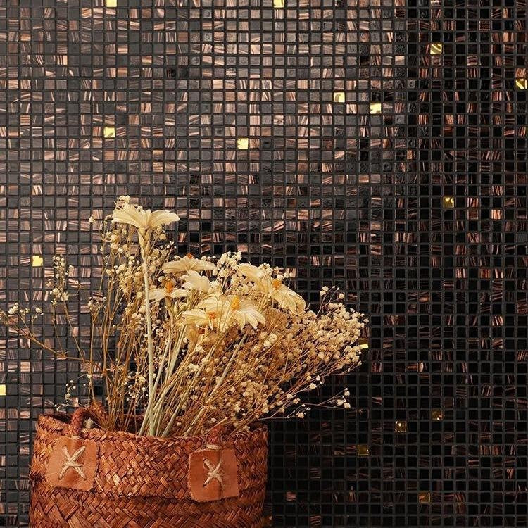 MS1120 Black and Gold Minimalist Luxury Style Metal Mosaic-Size300×300mm
