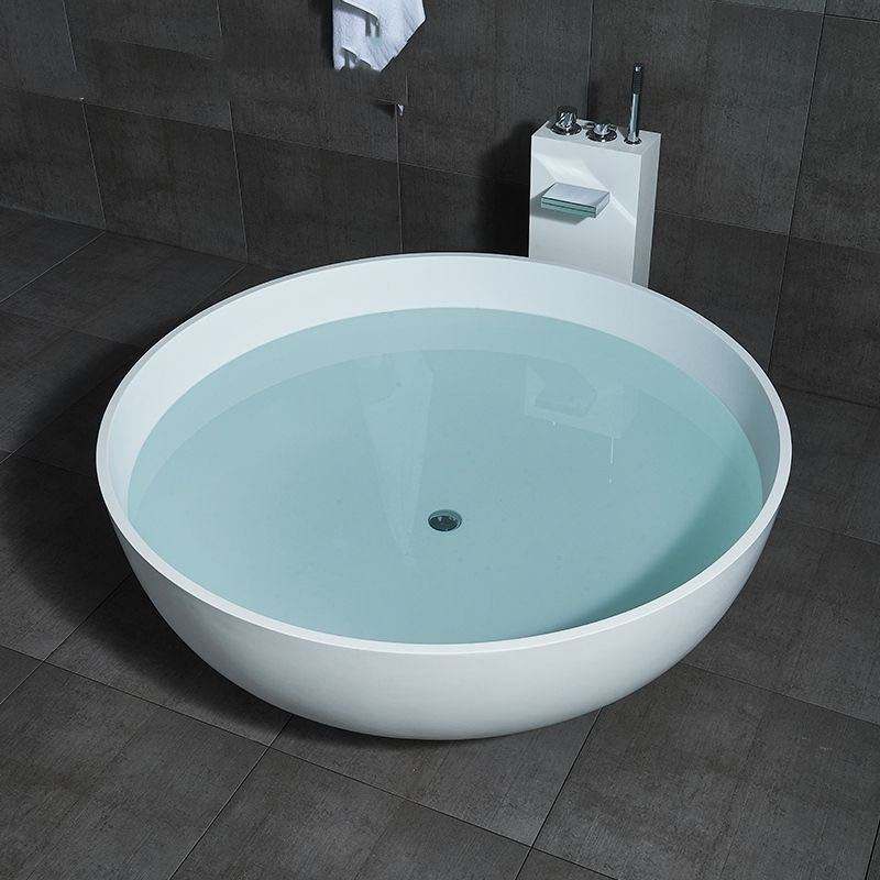Modern Round Freestanding Ceramic Bathtub | Deep Soaking, Matte White Finish, Eco-Friendly for Hotel & Home 