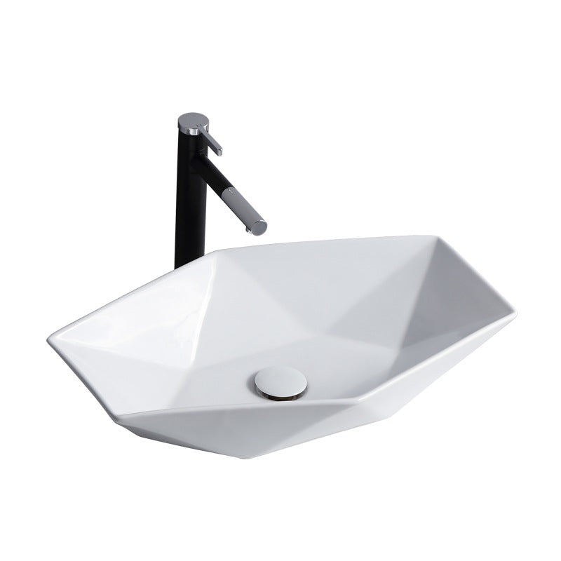 9400C/D Size-570×360×140mm Geometric Diamond Vessel Sink-White