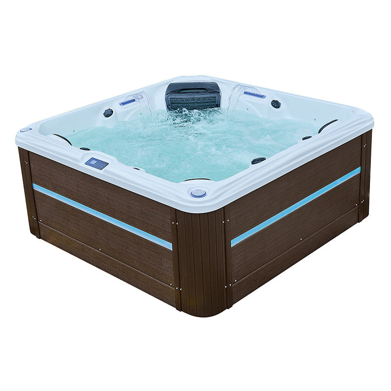 BA-6260 5-Person Square Outdoor Hot Tub Spa with LED Lights, Stereo & Hydrotherapy Jets