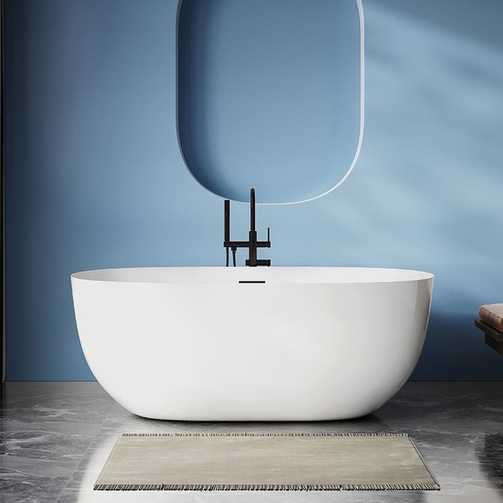 Modern Oval Freestanding Acrylic Bathtub | Deep Soaking, Eco-Friendly, Matte White