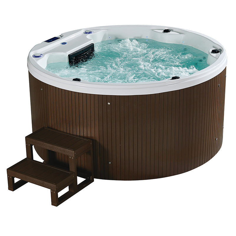 BA-6180 Round 5-Person Outdoor Hot Tub Spa with Hydrotherapy Jets, LED Lights & Stereo