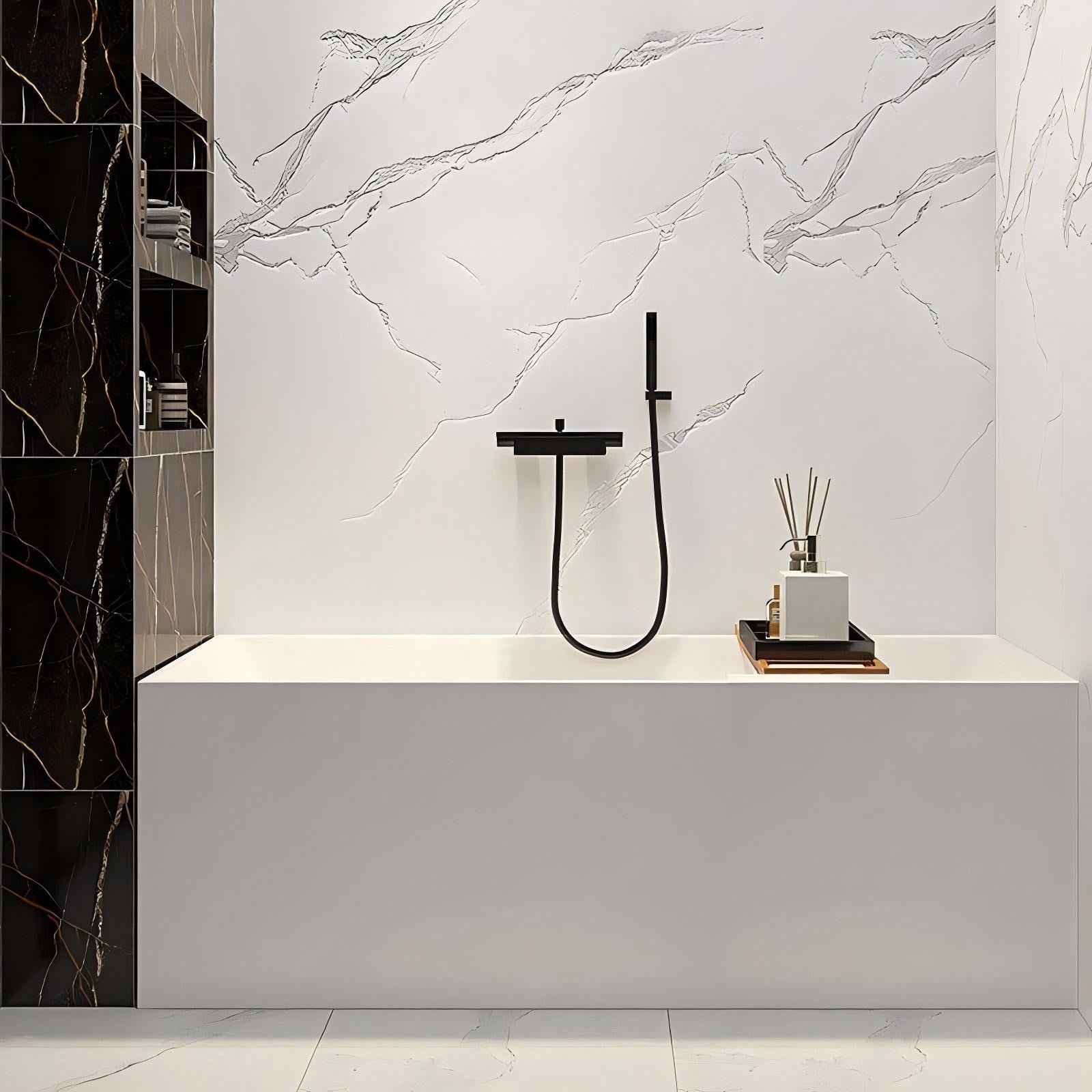 1.7m Modern Rectangular Freestanding Acrylic Bathtub | Deep Soaking, Matte White Finish, Eco-Friendly