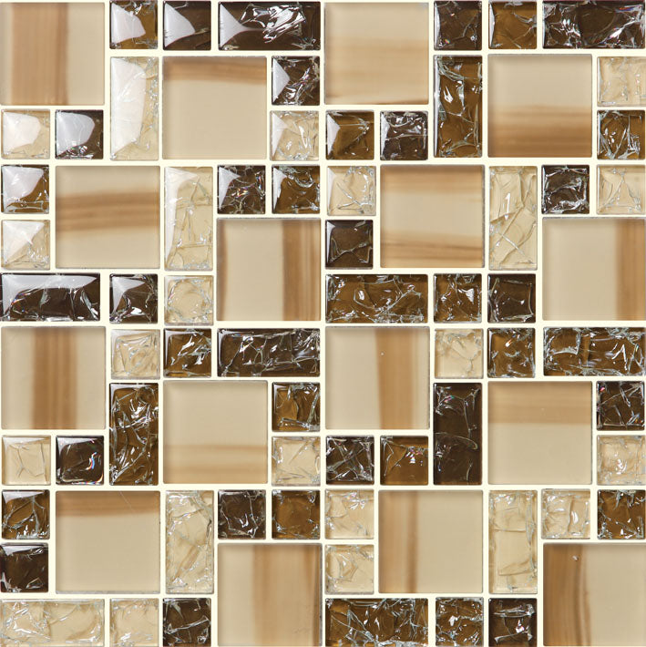 B2369B Amber Crackle Crystal Glass Mosaic Tile
