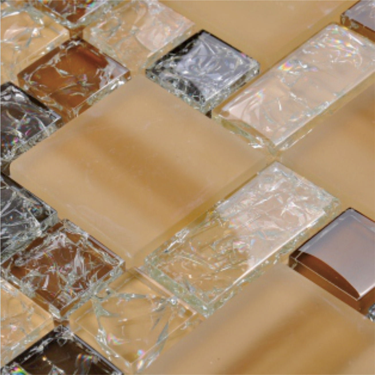 B2369B Amber Crackle Crystal Glass Mosaic Tile