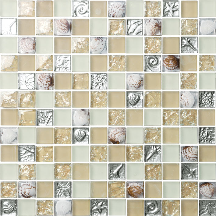 BR23H2 Shell Crystal Glass Mosaic Tile