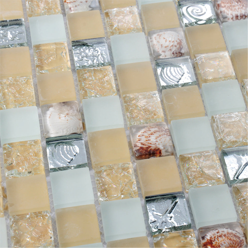 BR23H2 Shell Crystal Glass Mosaic Tile