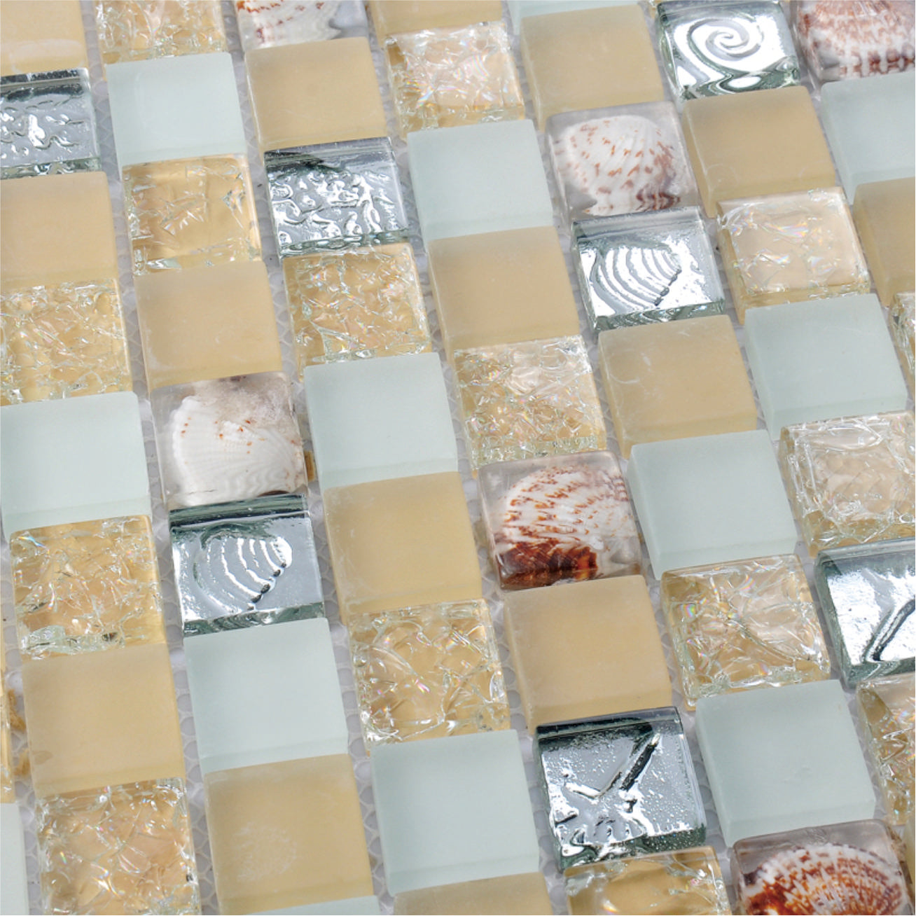 BR23H2 Shell Crystal Glass Mosaic Tile