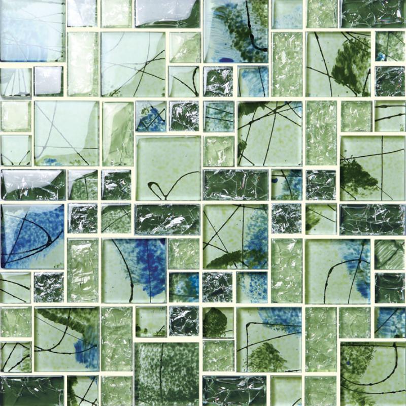 DS001D Hand-Painted Crystal Crackle Glass Mosaic Tile
