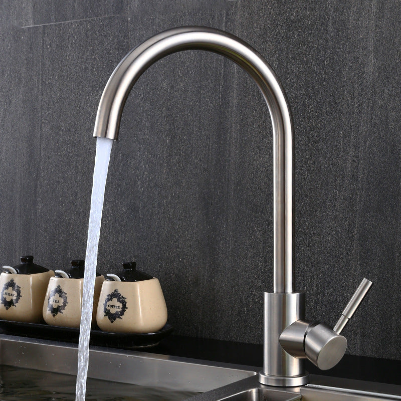 520 SERIES 52005 Modern Single-Handle Ceramic Kitchen Faucet Deck Mounted 304 Stainless Steel Honeycomb Aerator 360 Degree