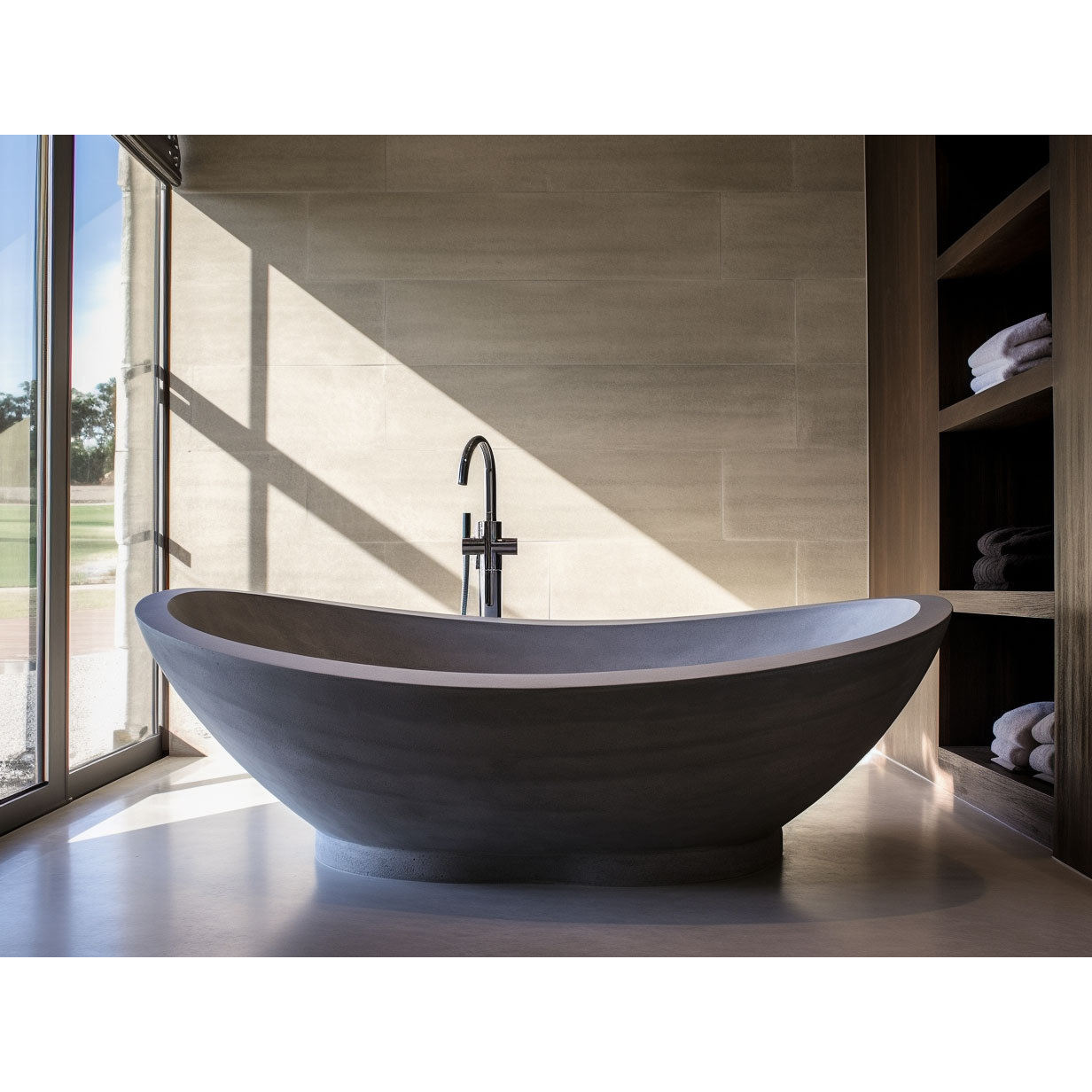 BT-013 Freestanding Boat-Shaped Acrylic Bathtub - Modern Soaking Tub
