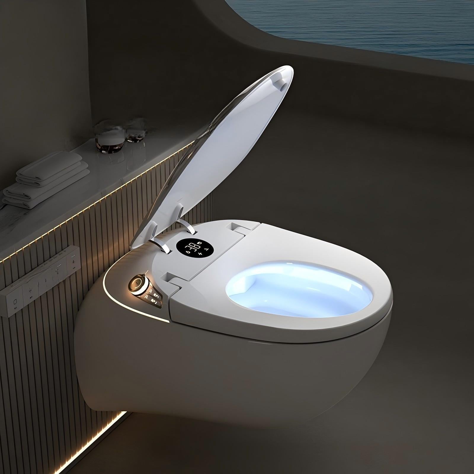 Voice-Controlled Wall-Mounted Smart Toilet with Integrated Tank & Hassle-Free Installation