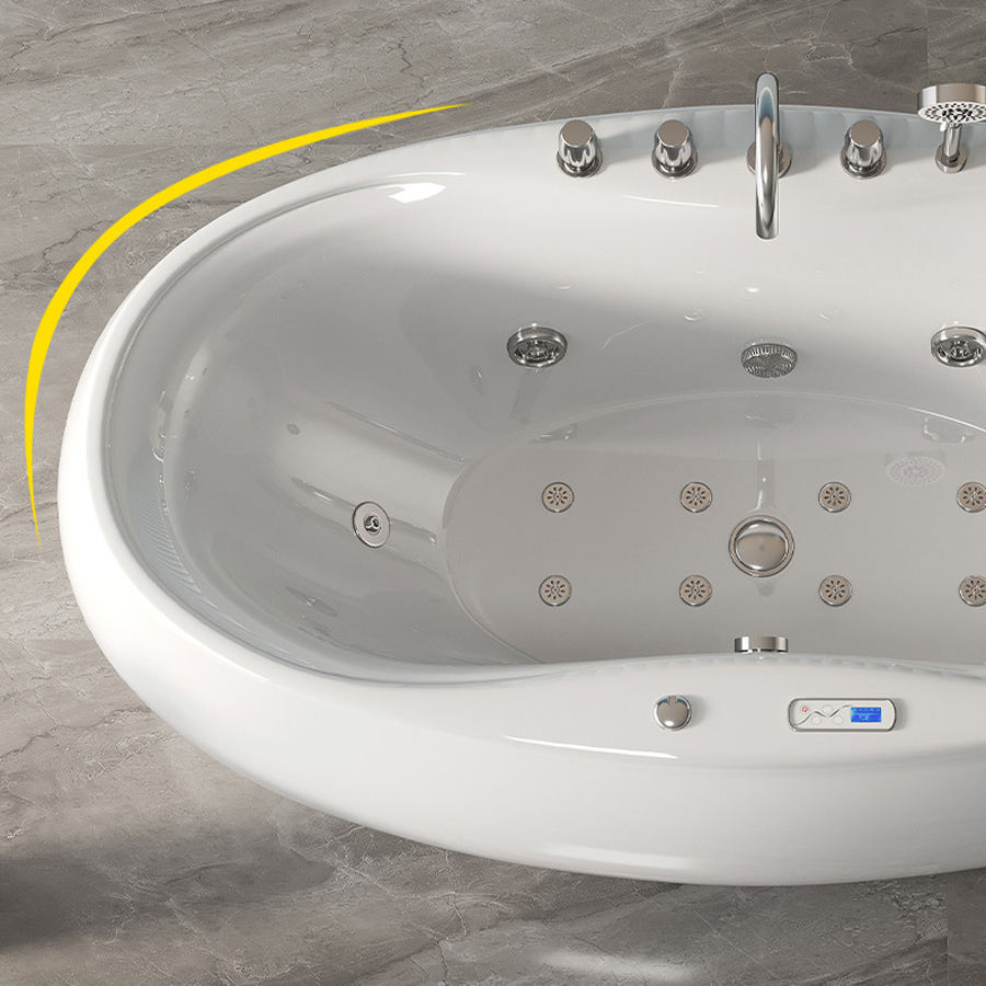 Luxury 1.6m Freestanding Acrylic Massage Tub | Spa-Inspired Hydrotherapy, Matte White Finish