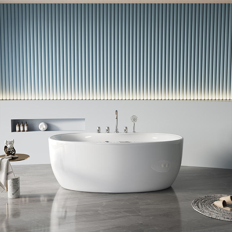 Luxury 1.6m Freestanding Acrylic Massage Tub | Spa-Inspired Hydrotherapy, Matte White Finish