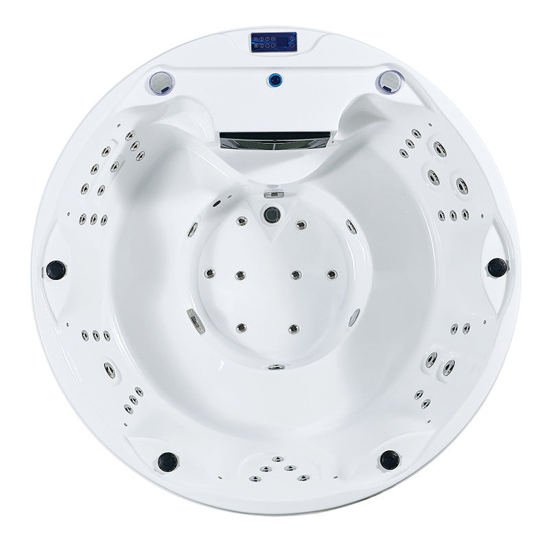 BA-6180 Round 5-Person Outdoor Hot Tub Spa with Hydrotherapy Jets, LED Lights & Stereo
