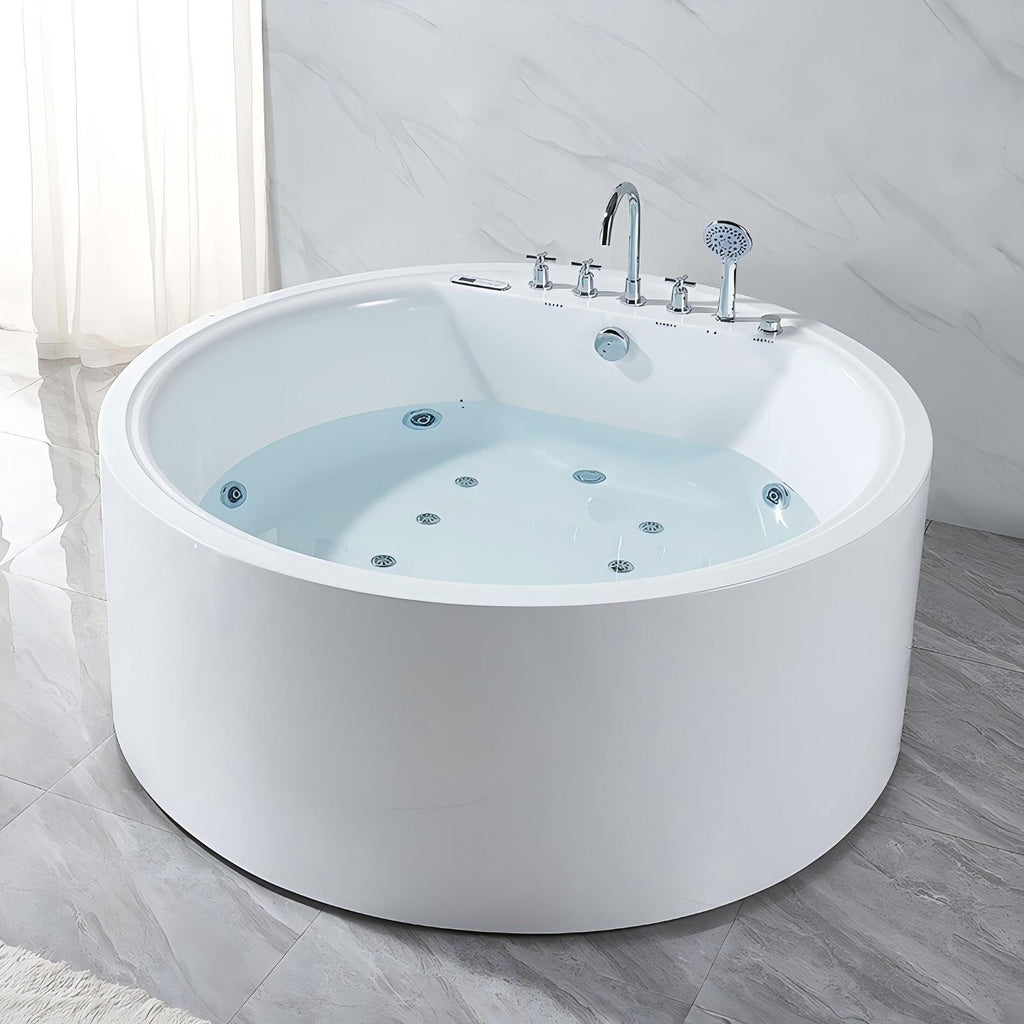 EM-283 Premium 1500mm Round Freestanding Massage Bathtub with LED Spa