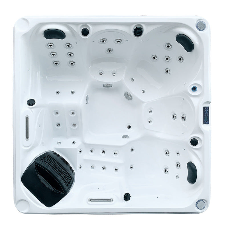 BA-6260 5-Person Square Outdoor Hot Tub Spa with LED Lights, Stereo & Hydrotherapy Jets