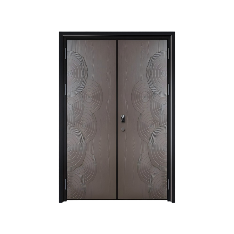GH-9011 Jade Silk Gold Double Entry Door | 4cm Tree-Ring Embossed Luxury Front Door
