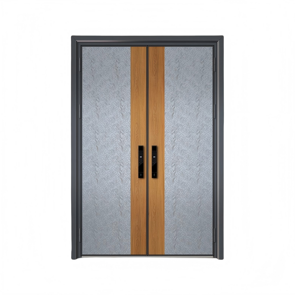 GH-9034 White Flash Silver & Sandalwood Double Entry Door