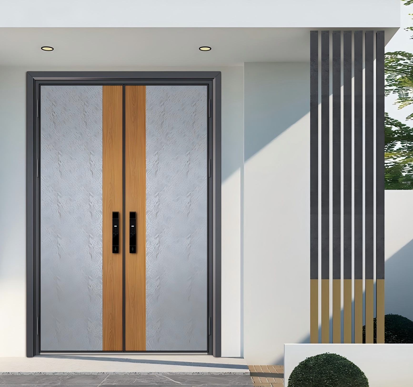 GH-9034 White Flash Silver & Sandalwood Double Entry Door