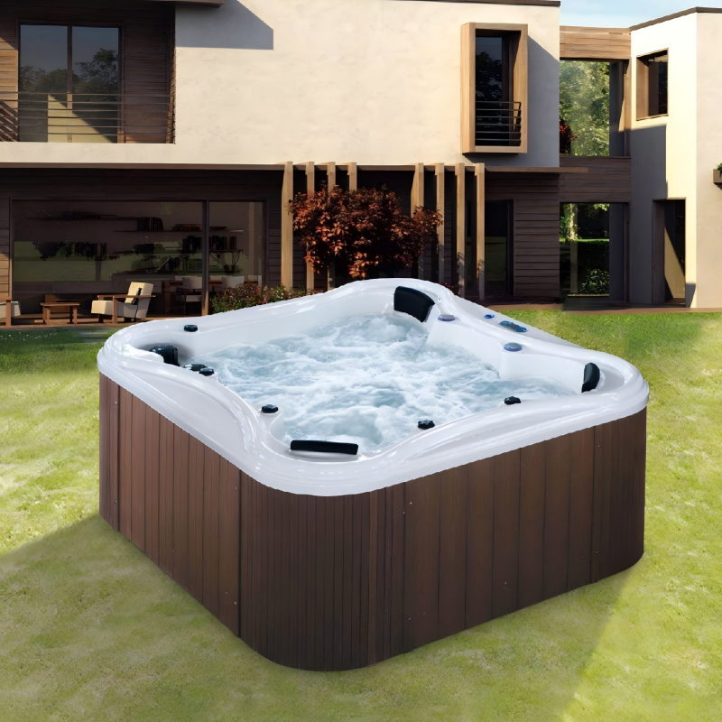 BA-6120 4-Person Luxury Outdoor Hot Tub Spa with LED Lights, FM/MP3 & Ozone Sanitization