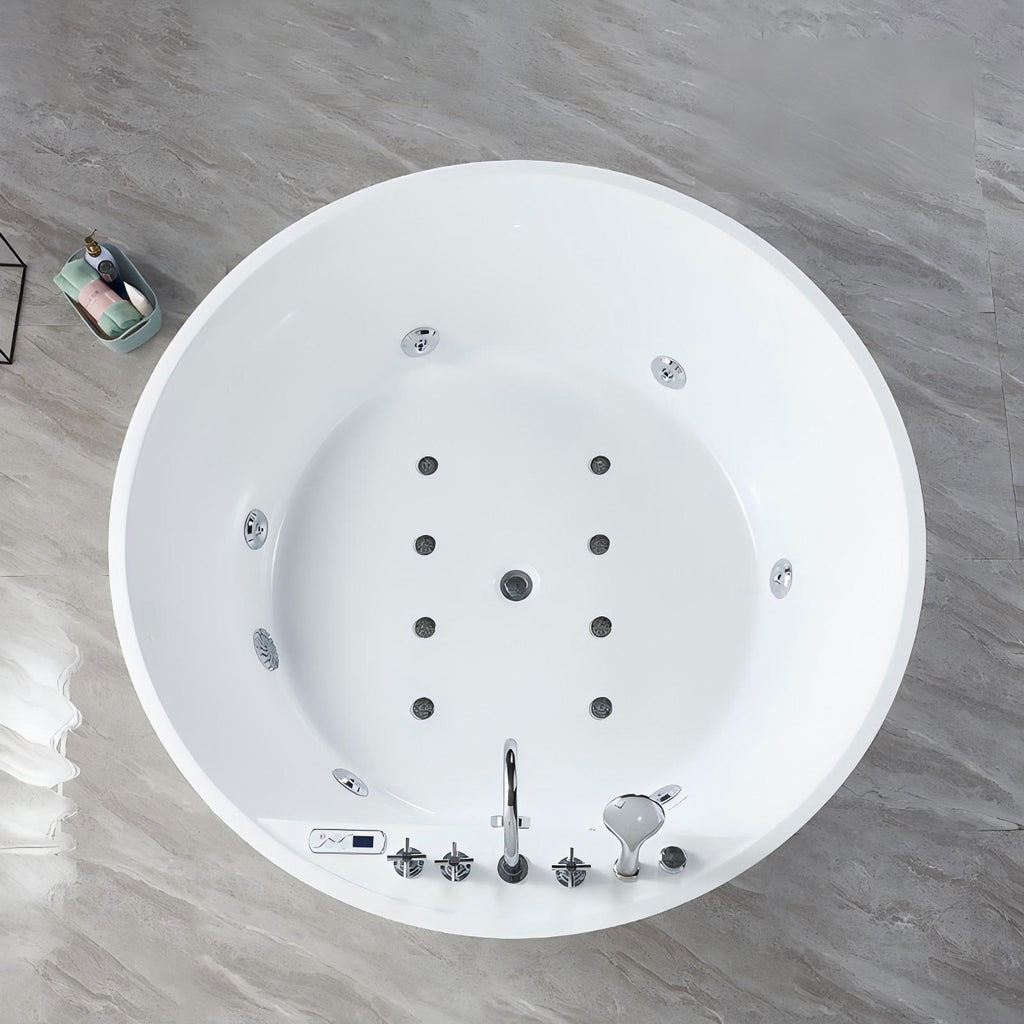 EM-283 Premium 1500mm Round Freestanding Massage Bathtub with LED Spa