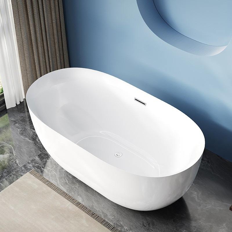 Modern Oval Freestanding Acrylic Bathtub | Deep Soaking, Eco-Friendly, Matte White