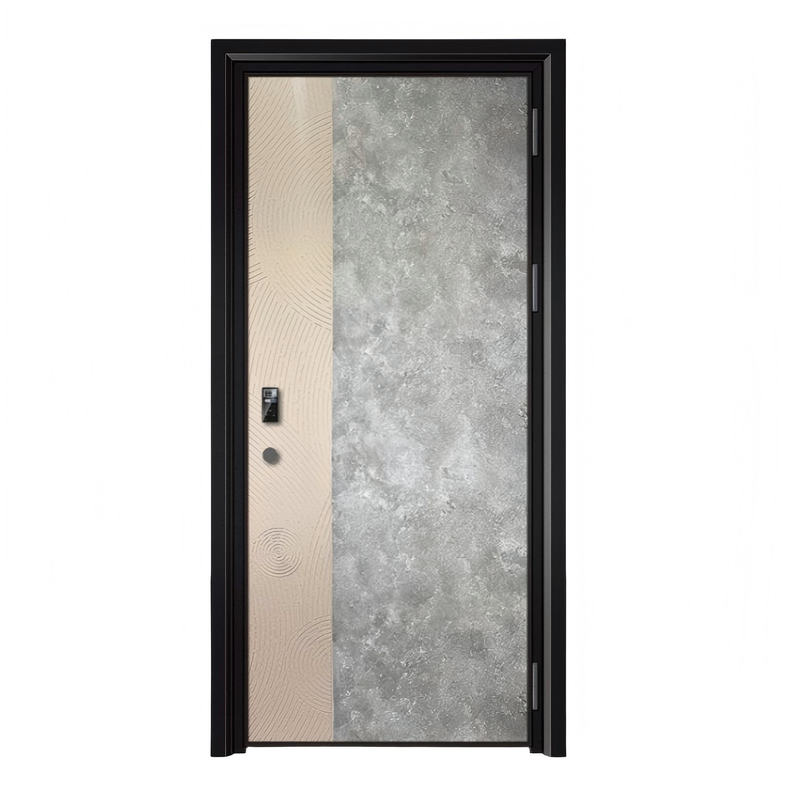 GH-9149 Minimalist Entry Door - Cream Beige with Stone Texture Accent