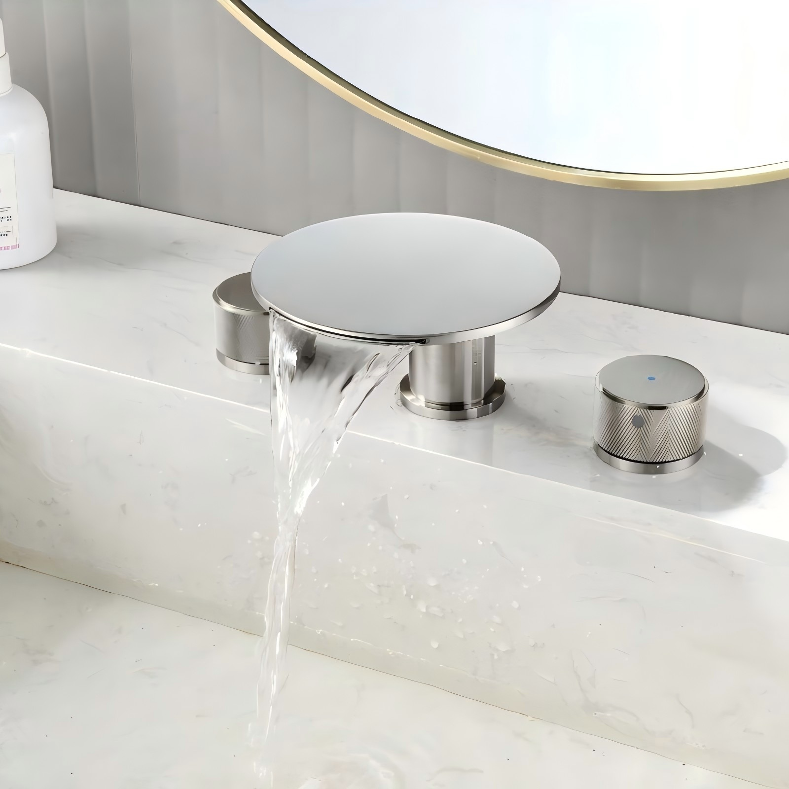 Model 91279BG Brushed Gold Waterfall 3-Hole Basin Mixer Tap