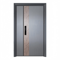 GH-9095 Modern Primary & Leaf Entry Door - White Silver with Pine Accent