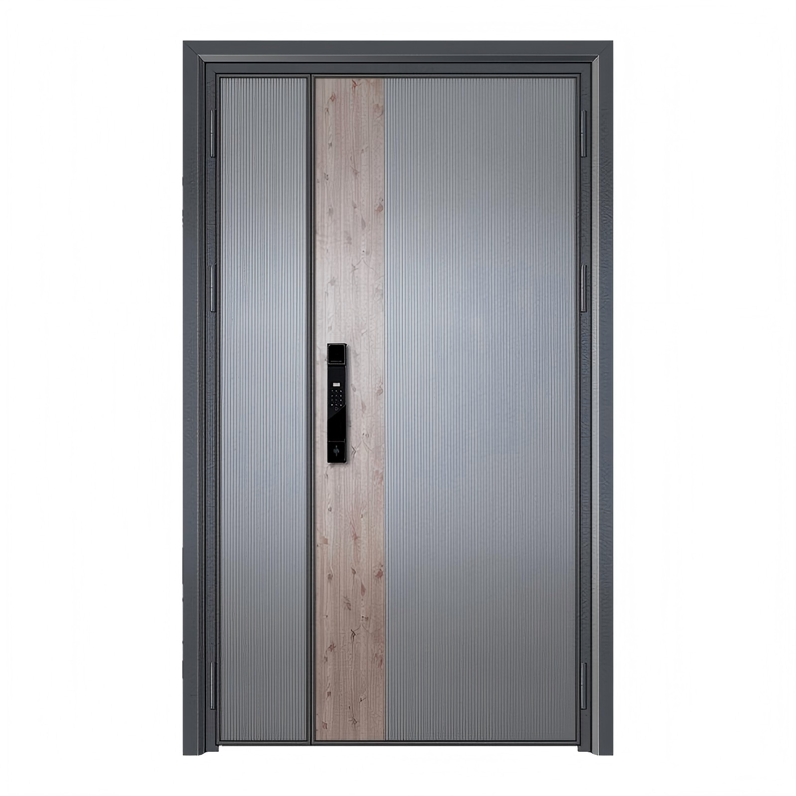 GH-9095 Modern Primary & Leaf Entry Door - White Silver with Pine Accent