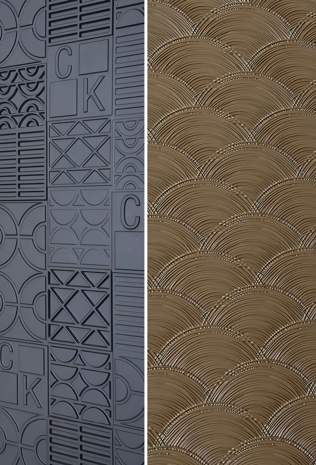 GH-9097 Modern Monogram Embossed Entry Door - Matte Blue-Silver with Oak Accent
