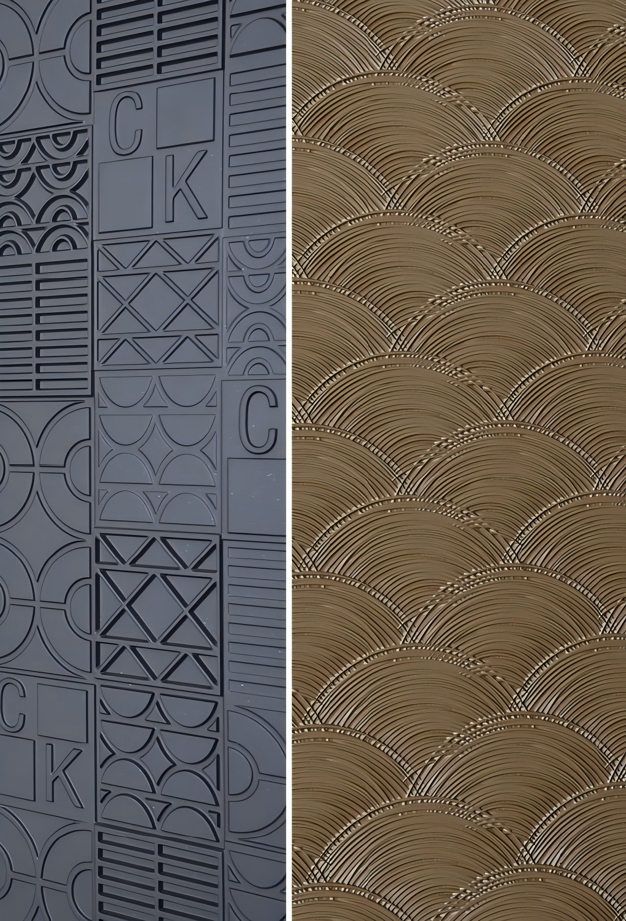GH-9097 Modern Monogram Embossed Entry Door - Matte Blue-Silver with Oak Accent