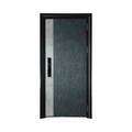 GH-9137 Modern Cast Aluminum Entry Door – Sapphire Blue with Stone Accent