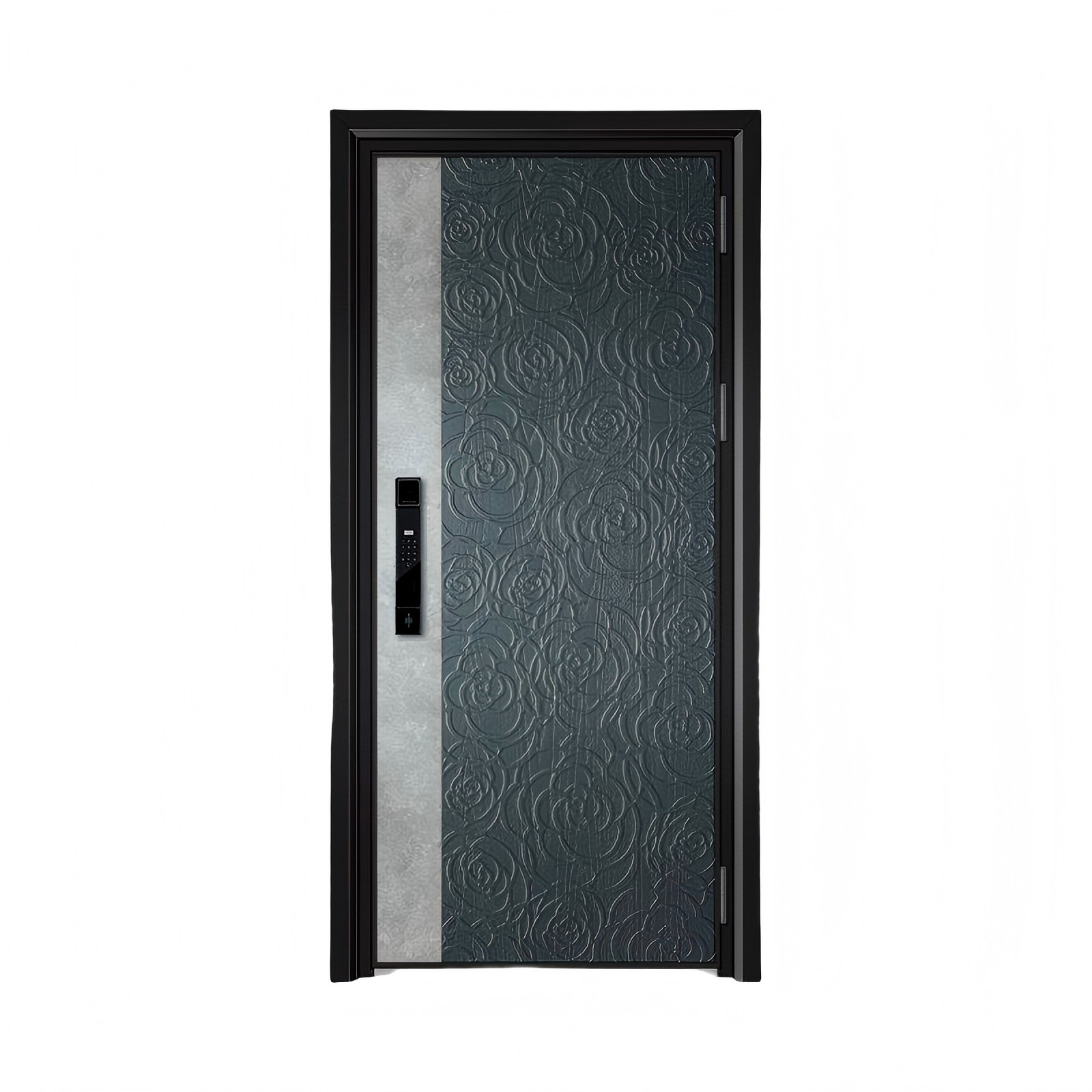 GH-9137 Modern Cast Aluminum Entry Door – Sapphire Blue with Stone Accent