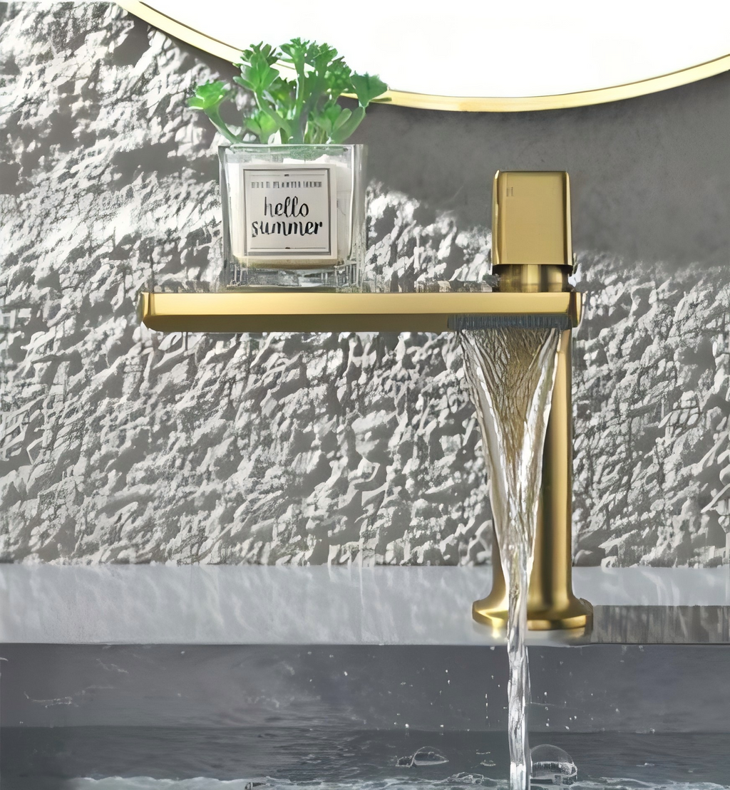 Model 02719BG Brushed Gold Square Single Lever Bathroom Basin Mixer Tap